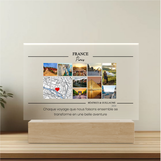 Collage e mappa di viaggio - Targa personalizzata